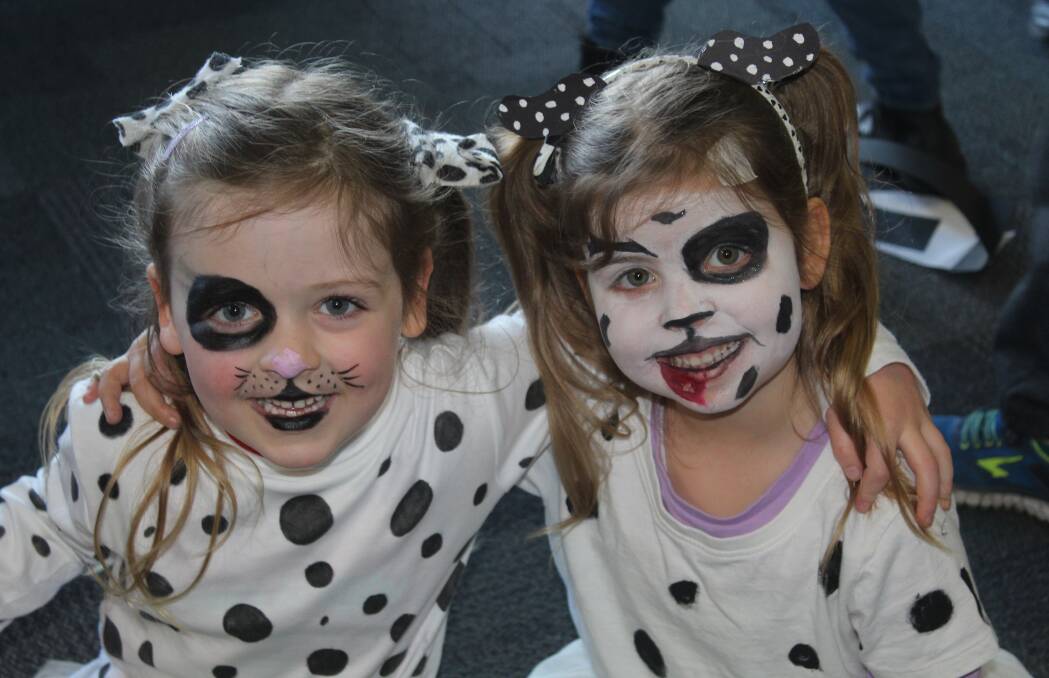 CUTE: Caledonian Primary School prep students Aoife and Molly enjoyed their 101 Dalmatians-themed celebration of their first 101 days of school. Picture: supplied