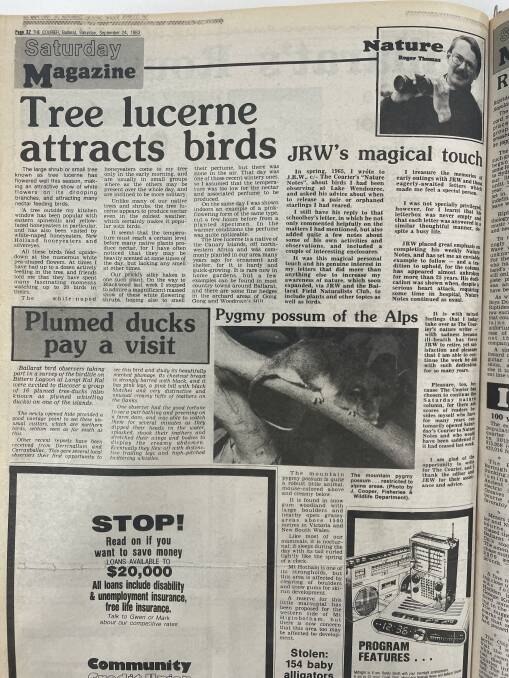 Roger Thomas' first Nature Notes column in The Courier on September 24, 1983.