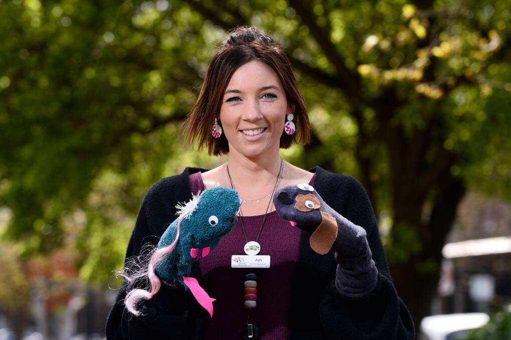 PUPPET FUN: Ash Milne through WRISC's Van Go program is calling for members of the public to make sock puppets to help children who have experienced family violence. Picture: Adam Trafford