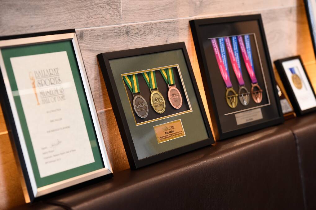 Some of the many medals and awards Eric Waller accumulated during his 65 years involvement with rowing.