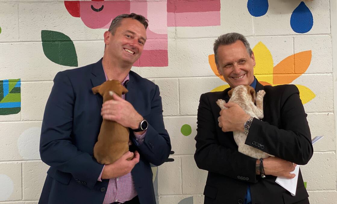 Mayor Daniel Moloney and MP Andy Meddick at the Ballarat Animal Shelter