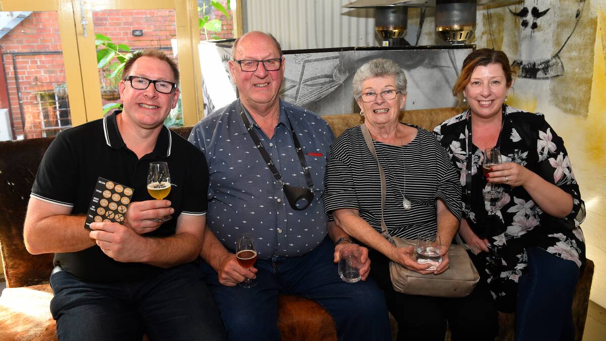 Steve Braham, John Dry, Helen Dry and Allison Dry during the Ballarat Beer Hop event at The Pub With Two Names 