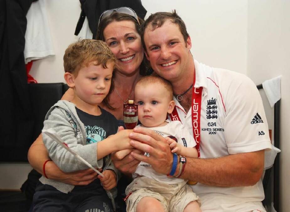 FAMILY: Ruth and Andrew Strauss with their sons Sam and Luca holding the coveted Ashes trophy after England's 2-1 series victory over Australia in 2009.