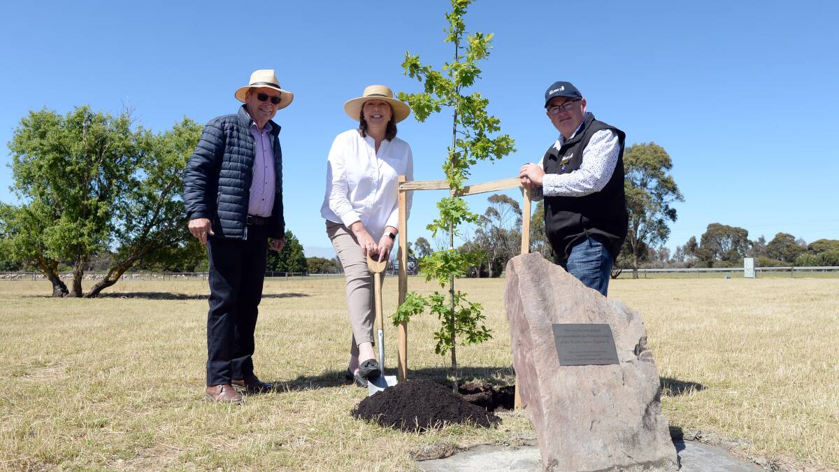 Ballarat Agricultural and Pastoral Society president Rick Smith, Ballarat MP Catherine King and Ballarat mayor Des Hudson planted a tree at the new showgrounds site in December 2022 to commemorate the Platinum Jubilee of Queen Elizabeth II. More trees will be planted to create an area known as Hollowback Park.
