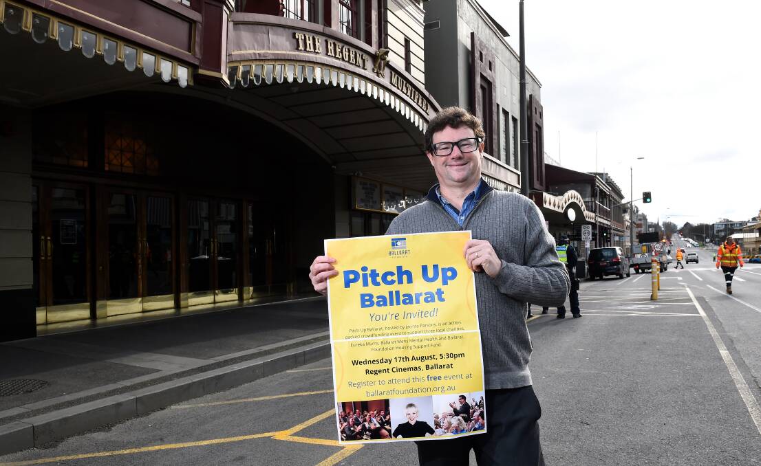 CROWDFUNDING: Ballarat Foundation CEO Andrew Eales outside the Regent Theatre which will host the foundation's inaugural Pitch Up Ballarat event next month. Picture: Adam Trafford