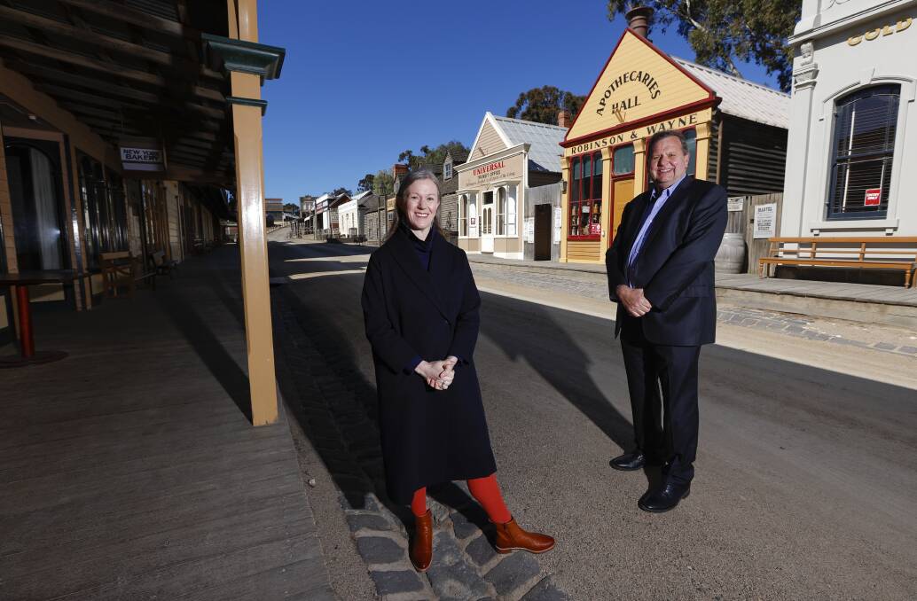 COME AND VISIT: Sovereign Hill chief executive Sara Quon and president Craig Fletcher at the announcement of $1 entry for Ballarat locals as part of the We Love You Ballarat campaign. Picture: Luke Hemer