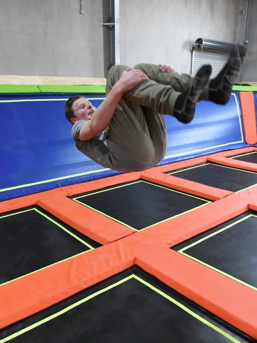 FLIP: Cooper James flips on one of the 78 trampolines on the main court at Delacombe's Xtreme Bounce.