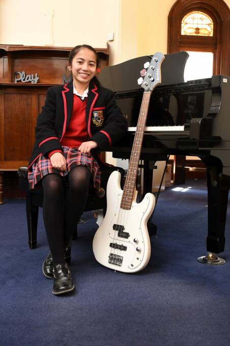SCHOOL: Chihana Perera in the Ballarat Clarendon College music room. Picture: Lachlan Bence