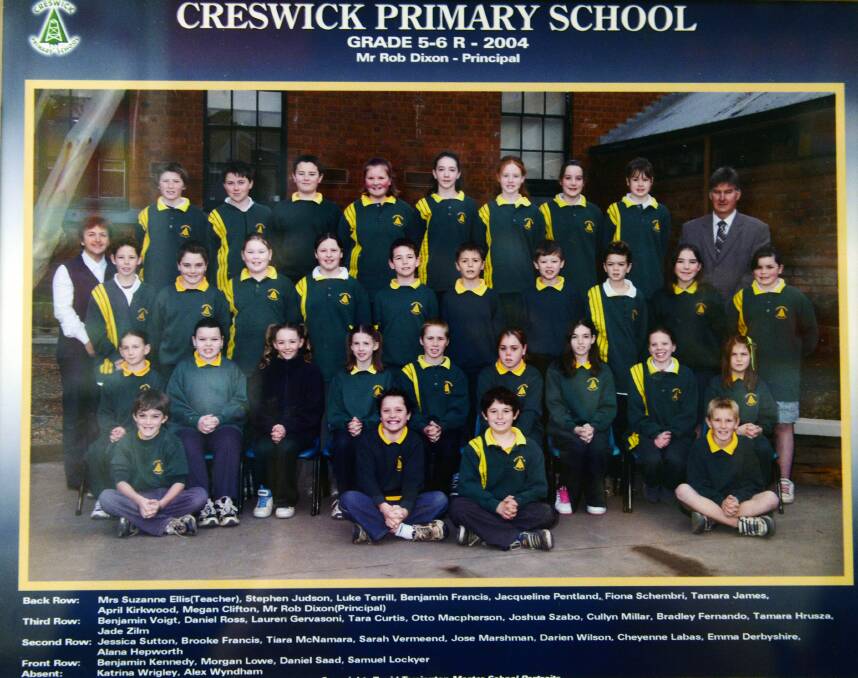 Creswick Primary School grade 5/6 - class of 2004 with Jessica Sutton seated on the far left of the third row