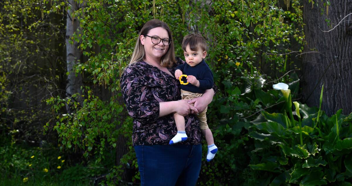 FIGHTER: Carly Delalande and son Lewis, 15 months, who was born 15 weeks prematurely, will head Team Lewis for the Life's Little Treasures Walk for Prems. Picture: Adam Trafford