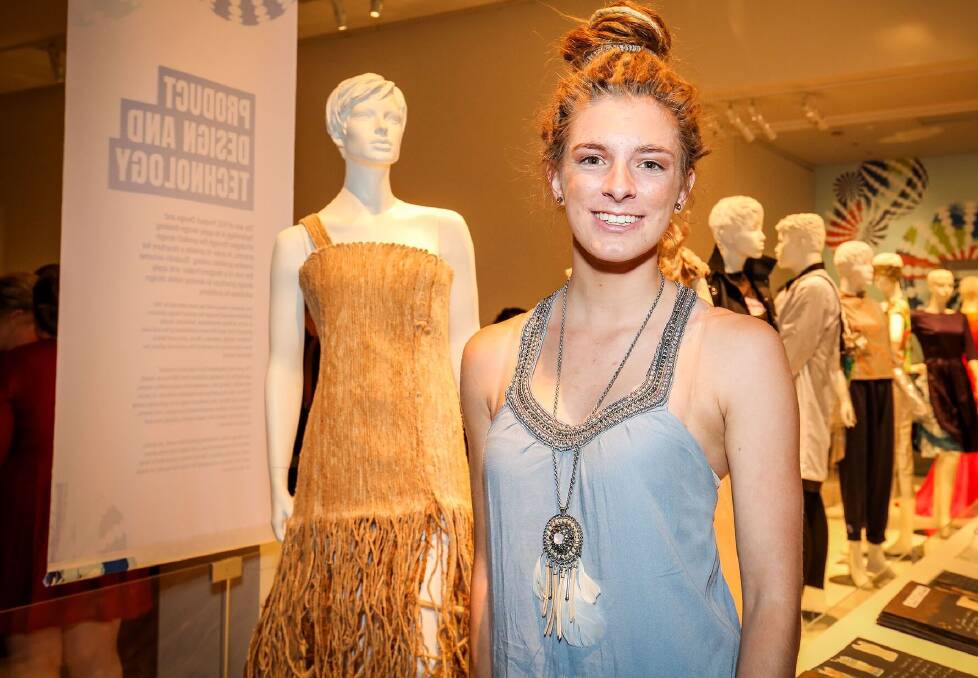 TOP DRESSER: Holly Robertson beat out 79 other creatives to win the VCE Top Design Award for her economical and sustainable dress made from wool, jute and cotton, which was displayed at Melbourne Museum.
