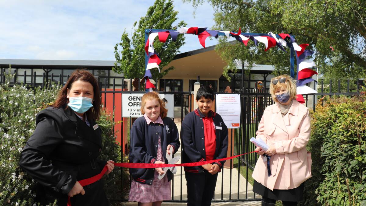 OPENING: Wendouree MP Juliana Addsion, grade four pupils Sophie and Raghav, and principal Janet Hillgrove celebrate the opening of the new grade four centre at Urquhart Park Primary School. Picture: supplied