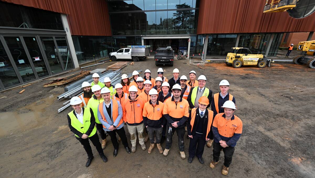 Former students are among the crew designing and building the new St Patrick's College performing arts centre. Picture by Lachlan Bence