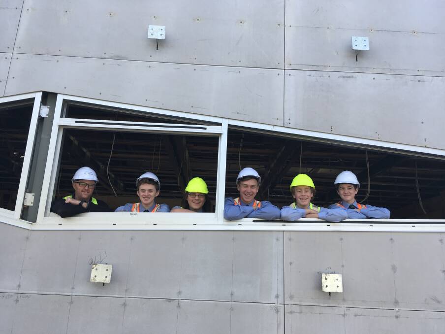 LEARNING: SJ Weir director Craig Jenkins and Ballarat High VCAL students Clinton Harris, Matt Goossens, Flynn Musgrove, Byron Wynd and Byron Daley check out the new senior learning centre being built at the school. 
