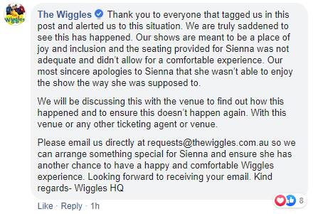 Family plea for inclusion after Wiggles concert disappointment
