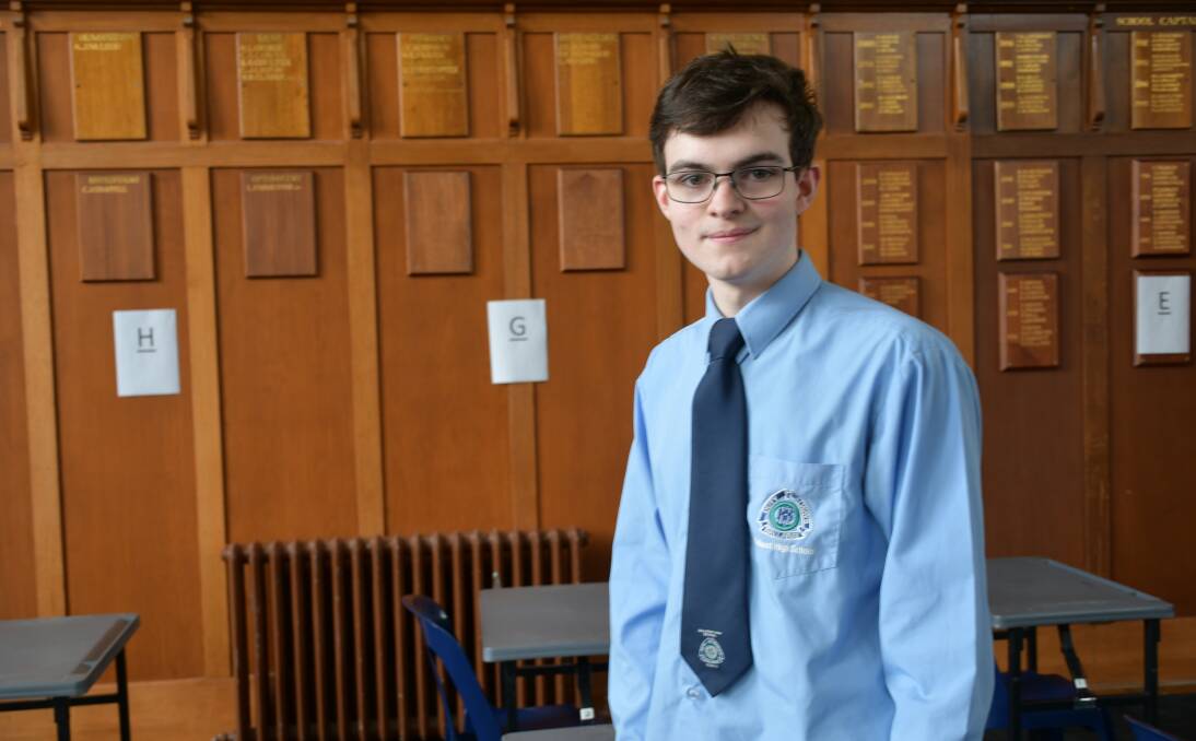 Todd McGinley was most excited to score a perfect 50 for chemistry as he also topped Ballarat High School's ATAR scores with 98.8. Picture by Nieve Walton