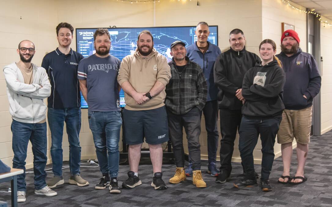 Dr Adam Bignold (second from left) with Federation TAFE cyber security students who took part in the Downunder CTF hacking competition. Picture supplied