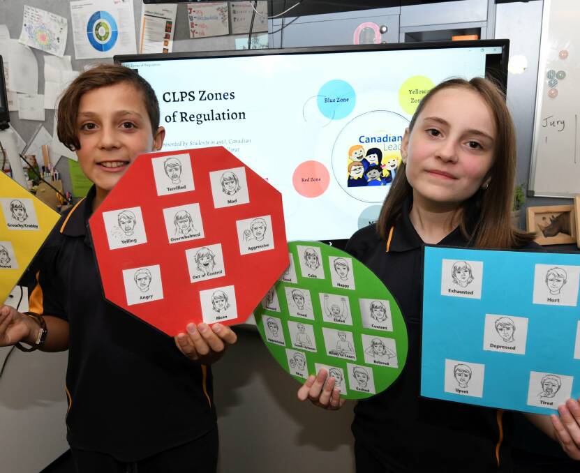 TECH SAVVY: Canadian Lead Primary pupils Rhys and Charlotte presented their Zones of Regulation STEM class project to the NBN Futurists Fair against school teams from across Australia. Picture: Lachlan Bence
