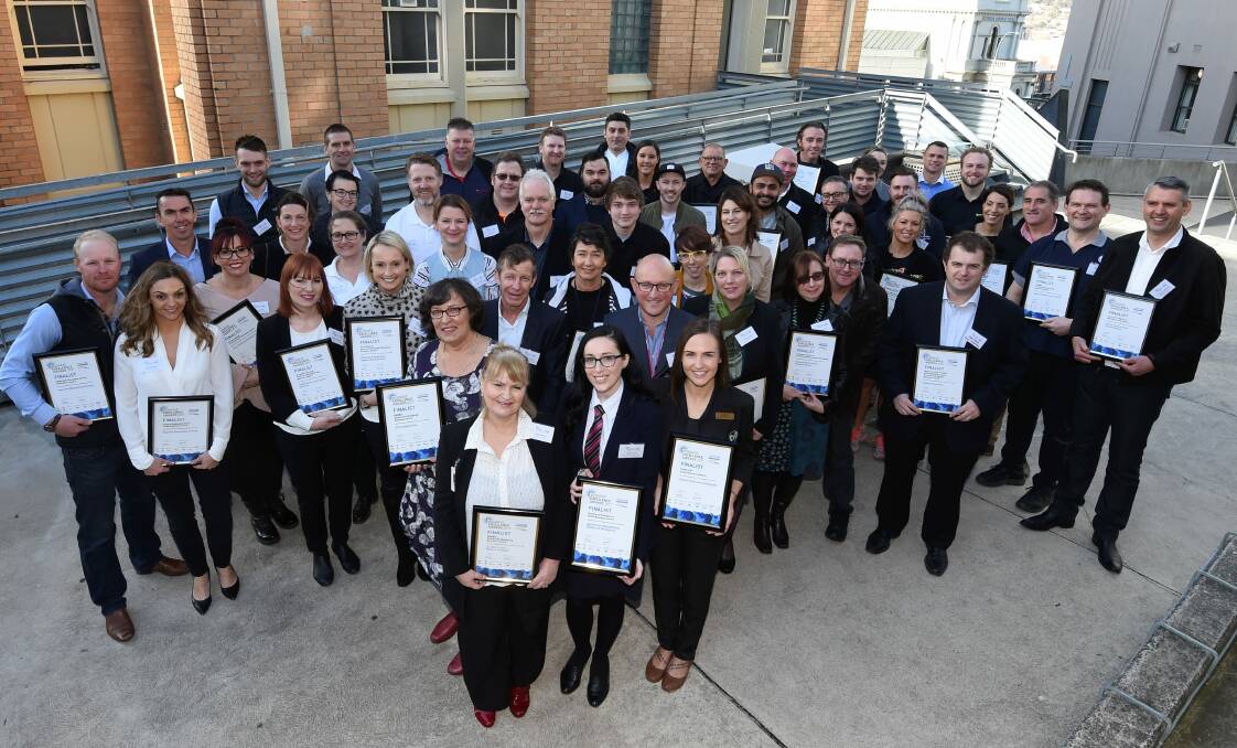 GROUP SHOT: The 48 finalists in the 2017 Federation Business School Commerce Ballarat Business Excellence Awards gather after the announcement at the Ballarat Mining Exchange. Picture: Lachlan Bence