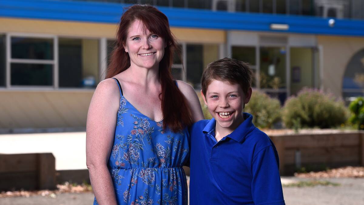 PREPARED: Tracy and Callum Mahoney were overjoyed to receive a box of uniform items from State Schools' Relief when Callum started at Sebastopol Primary School. Picture: Adam Trafford