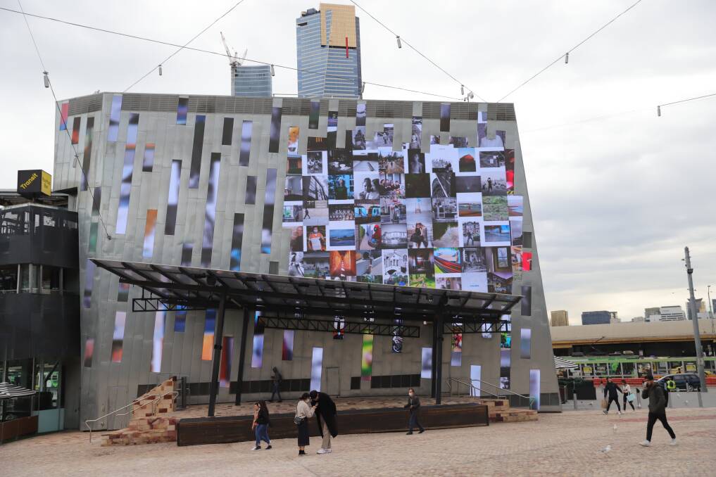 SCREEN SHOTS: Images from the Ballarat International Foto Biennale's #MassisolationAUS project on the big screen at Melbourne's Federation Square. Picture: supplied 
