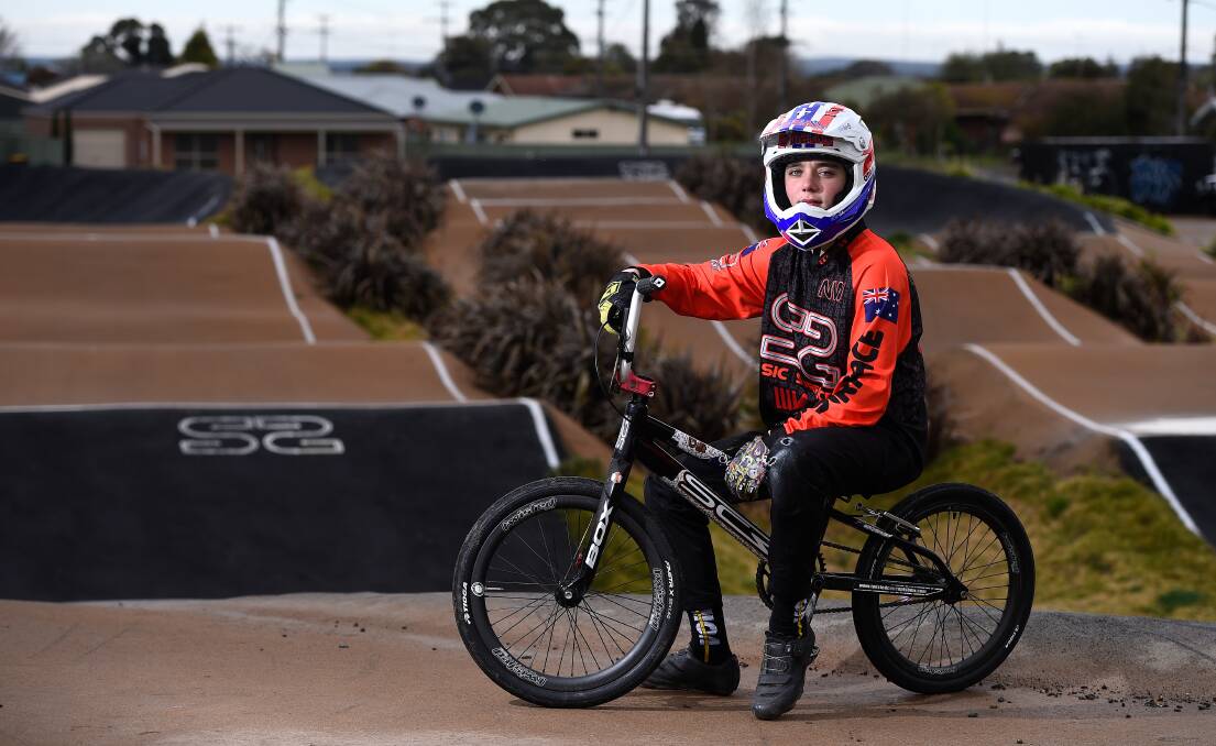 ACADEMY: Phoenix P-12 Community College year nine student Nick Watts at Ballarat Sebastopol BMX Club which has partnered with the school to offer BMX race coaching as part of the Phoenix Academy of Sport. Picture: Adam Trafford