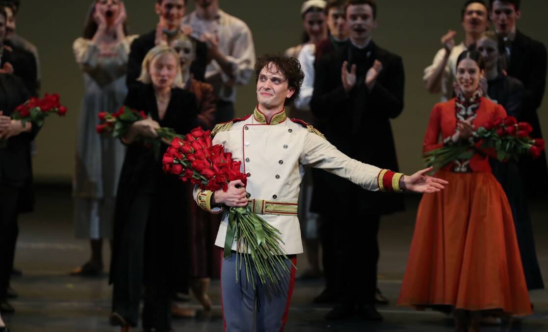 OVATION: Callum Linnane at Friday night's curtain call for Anna Karenina where he was promoted to principal artist. Picture: Lucas Dawson