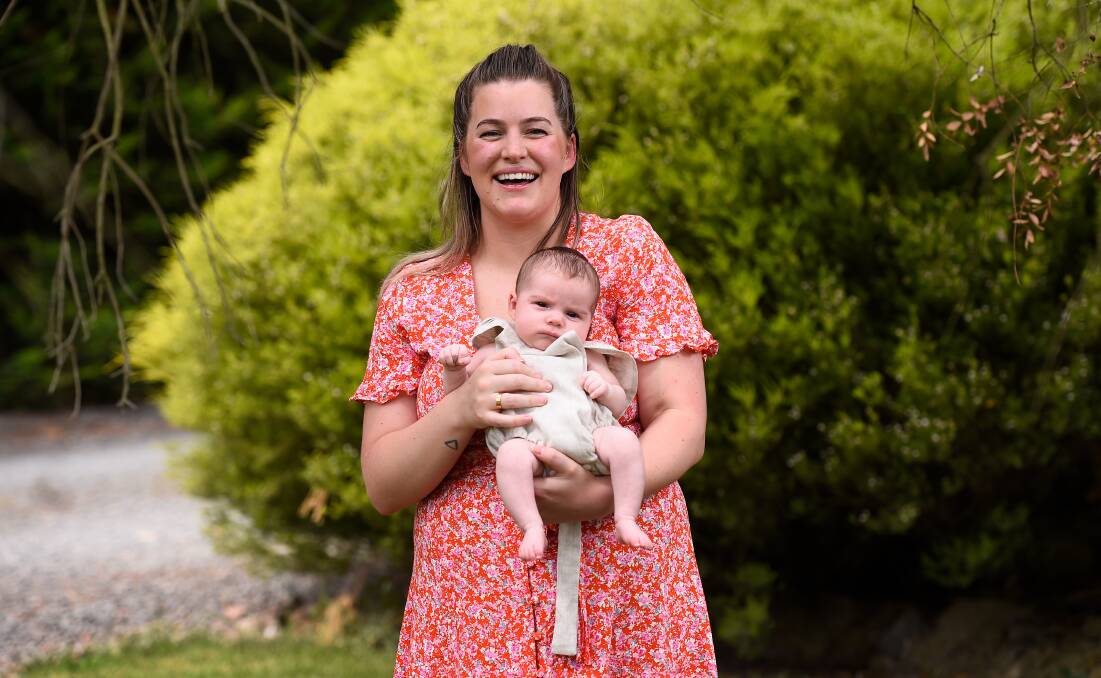 BOOM BABY: New mum Tiarne Keighrey with daughter Nellie Valma Rix, who is one of the first post-pandemic babies of a boom that is expected to last for months. Picture: Adam Trafford
