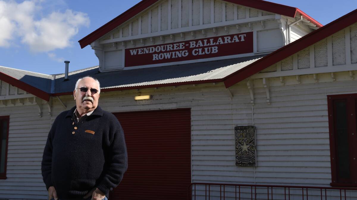 Eric Waller outside the Wendouree Ballarat Rowing Club in 2014 after retiring following a 35-year term as president. 