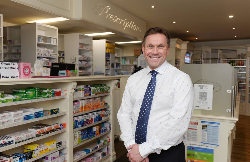 HEALTH CARE: Creswick pharmacist Jeff Unmack and his staff were busy right through the pandemic and lockdowns, meeting the pharmacy needs of locals. Picture: Kate Healy