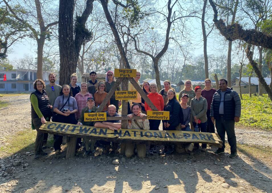 Federation University students and staff on a study tour at Chitwan National Park in Nepal. Picture supplied