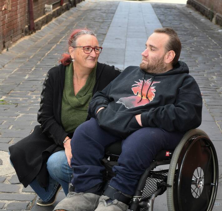 FRUSTRATED: Kristina Kitchingman and son Lee after Tuesday's NDIS Make it Work forum. Picture: Lachlan Bence 