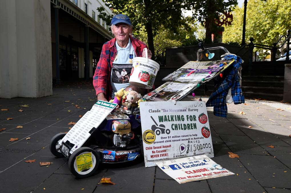 DETERMINED: His journey might be paused but Claude "The Mowerman" Harvey has vowed to continue his walk once the coronavirus crisis eases. Picture: Adam Trafford
