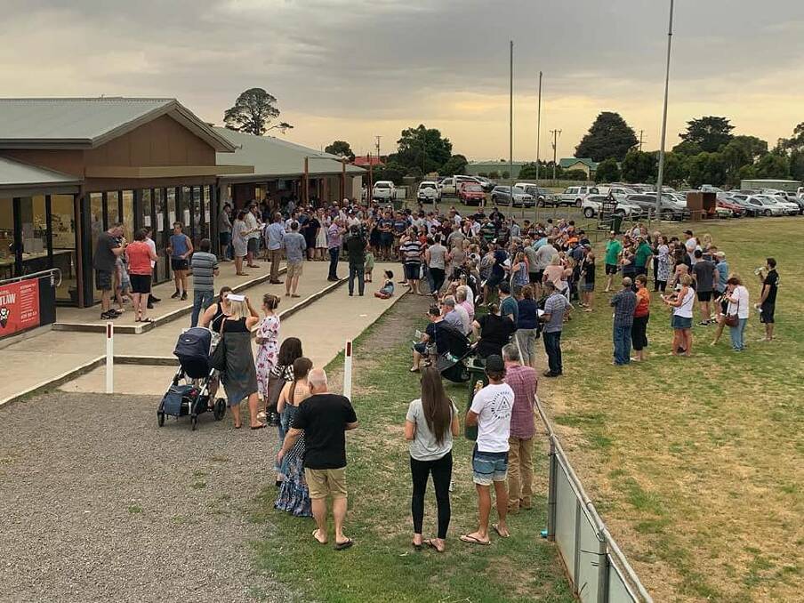 AUCTION: Some of the 500 people who attended a fundraiser at Waubra Football Club which raised more than $80,000 for baby Sasskiah Gallagher and her family.