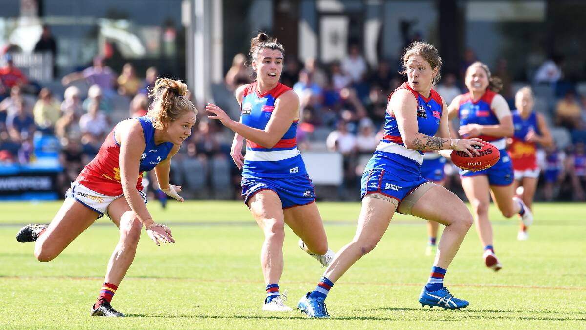 ELITE: On field action in the AFLW match where Brisbane Lions beat the Western Bulldogs.