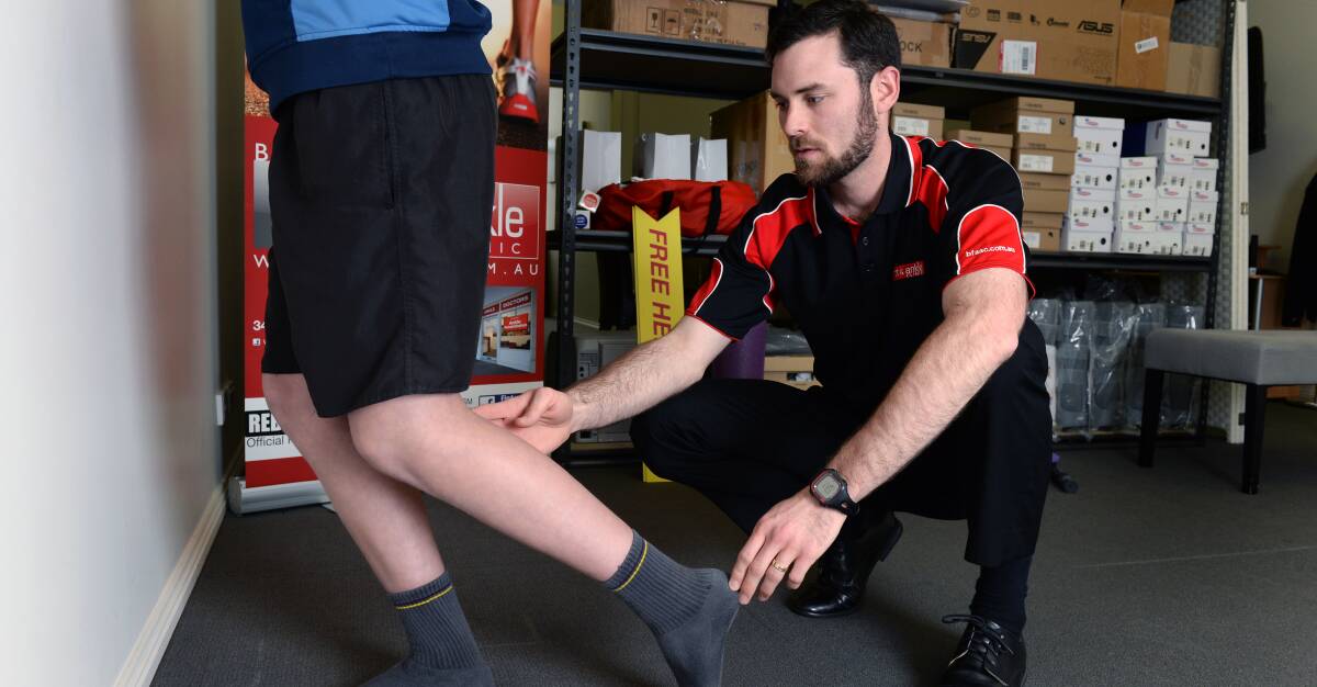 Flex: Ballarat Foot and Ankle Clinic sports scientist Mitch Murray will attend this year's AFL draft combine with North Ballarat Rebels health guru Leo Bell. Picture: Kate Healy