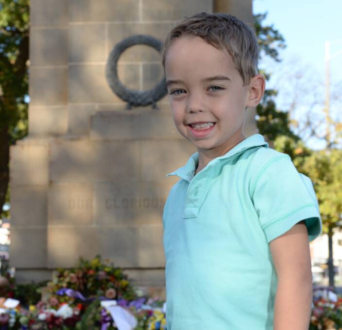 Touched: Four-year-old Oscar Kosloff wants to find a mysterious war veteran known as Tom, who he met at Ballarat's Anzac Day service. Picture: Kate Healy