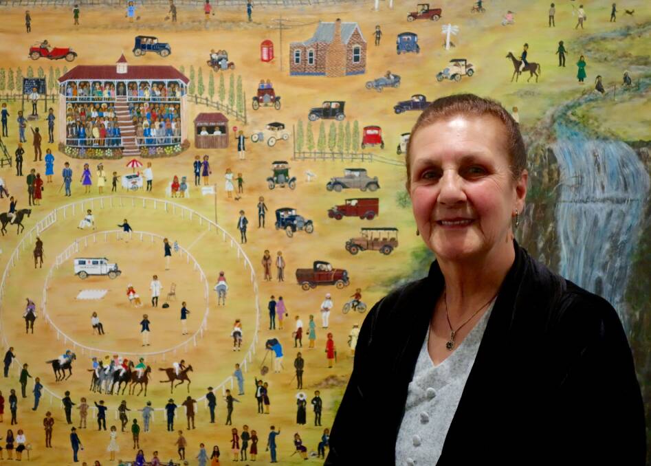 Masterpiece: Marlene Gilson with the painting that won her the People’s Choice Award at the 2015 Victorian Indigenous Art Awards. 
