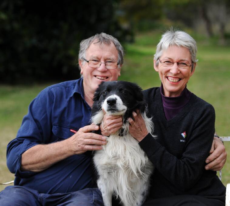 Proud: Lucy Stephan's parents Gus and Mandy Stephan with dog DJ.
