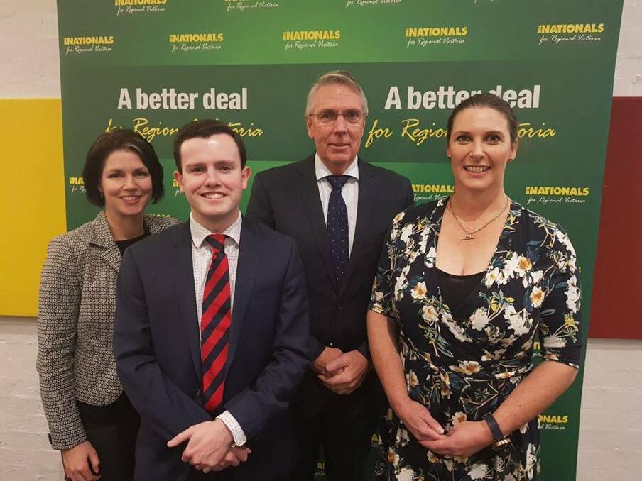 NATIONALS: Jo Armstrong (right) with fellow Western Victoria candidate Andrew Black (front left) and Lowan MP Emma Kealy and state party leader Peter Walsh. Picture: FACEBOOK/EMMA KEALY