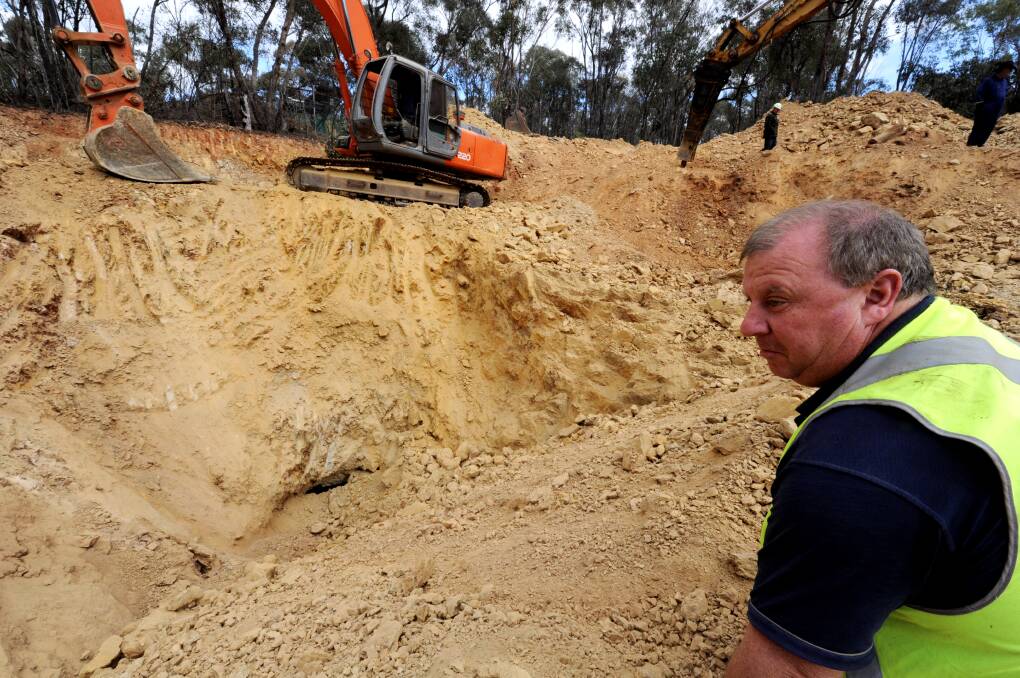 Images from 2012 of open-cut excavation of the abandoned mineshaft near Avoca, where Daryl Floyd believes his brother's body was dumped more than 40 years ago.