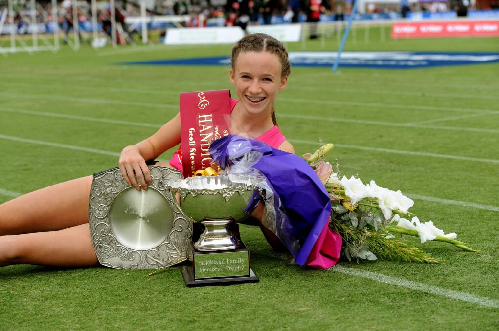 WINNER: 15-year-old Talia Martin took out the 2016 Women’s Stawell Gift.