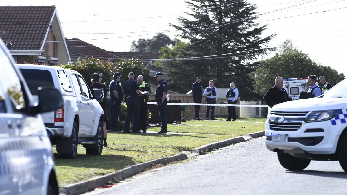 CRIME SCENE: Police at the scene of the alleged shooting in Clover Street, Wendouree on April 20. Picture: Adam Trafford