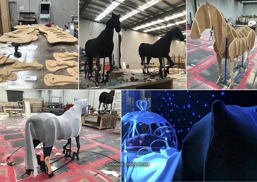 MOVING PROP: NJW Designs created automated moving horses for a production of Cinderella. Picture: supplied