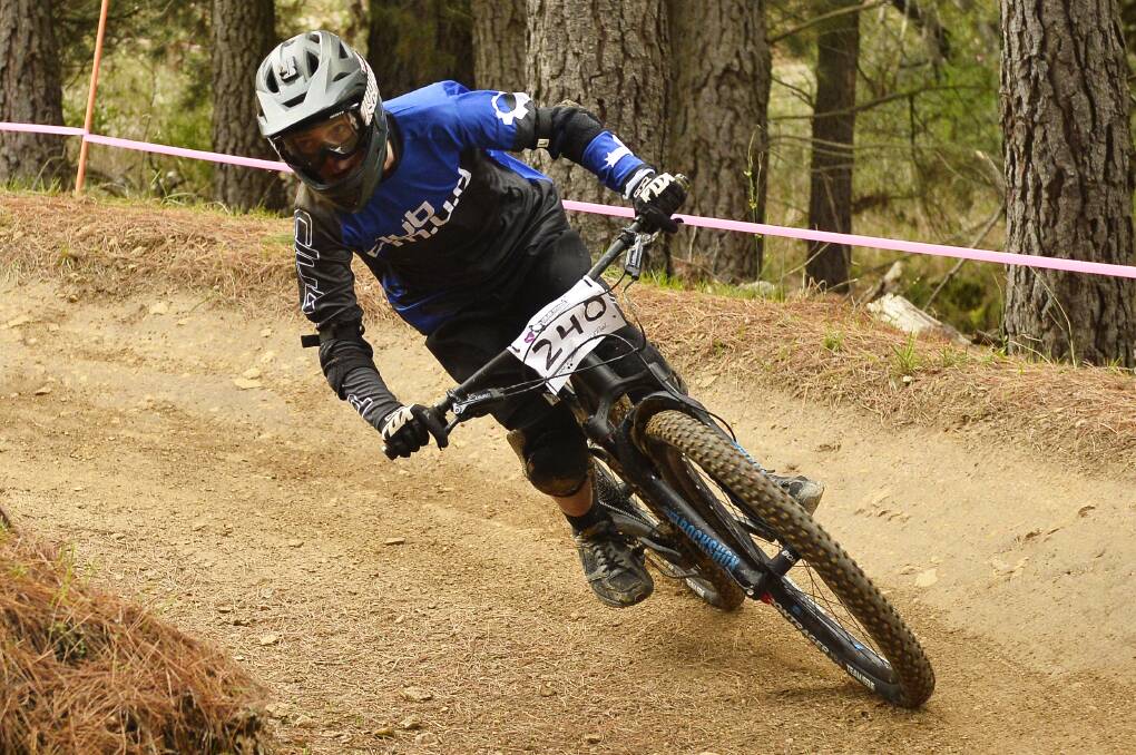 DOWNHILL RACE: Lachie Jolly competes in the U15s during Round one of the 2018 Club Mud King of Ballarat series at Black Hill in June. Picture: Dylan Burns 