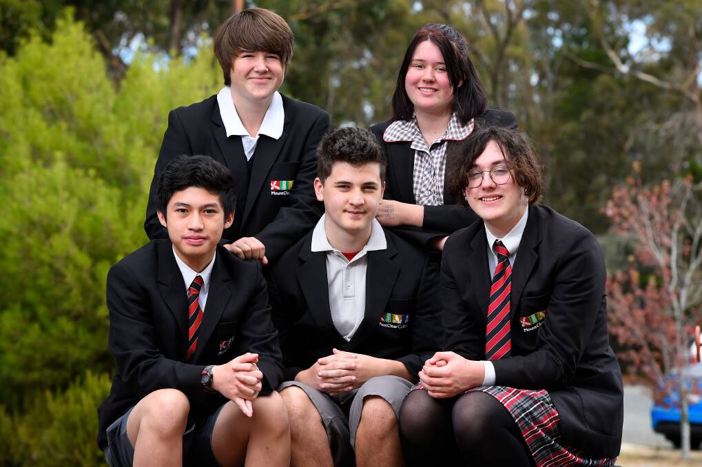 UPSTART: Mount Clear College students Aidan Russell, Paige Iskra, Kirk Salamida, Miles Simshaw and Umi Gourlay participated in the entrepreneurship program last year. Picture: Adam Trafford 