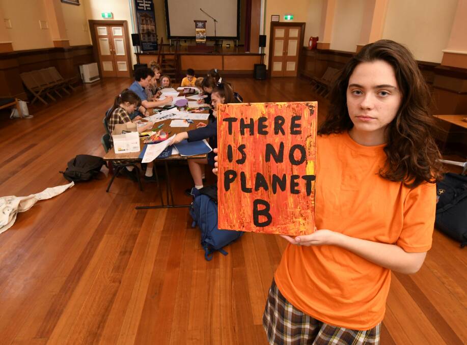 COLLECTIVE VOICE: Ballarat secondary student Anna Burnett will join a group of students at Trades Hall on Friday to draw attention to the urgent need for federal climate  change action. Picture: Lachlan Bence 