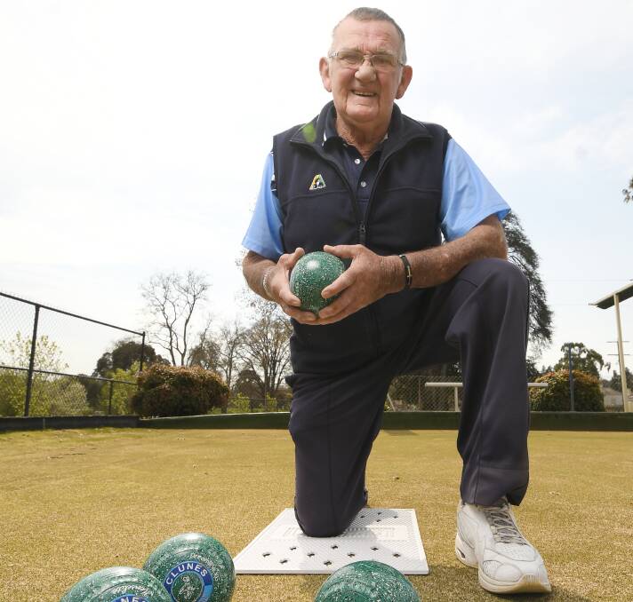 CELEBRATING A MILESTONE: Clunes veteran bowler John Millar is celebrating 50 years with the Clunes Bowling Club. He first took to the green at 30. Picture: Dylan Burns. 