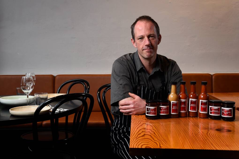 ADAPT: Mr Jones Dining owner and head chef Damien Jones has used time during stage three restrictions to create offerings, like this range of sauces. Picture: Adam Trafford 