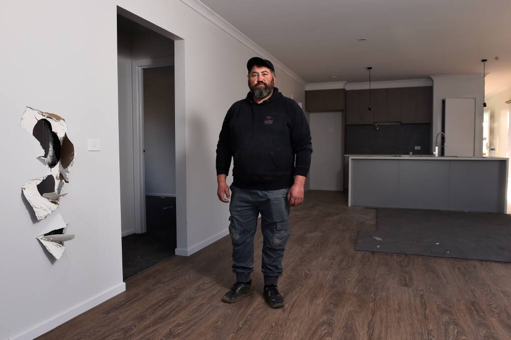 SET-BACK: Hearty Homes construction manager and site foreman George Danciu was fed up with arriving on-site to find damage to new homes. Pictures: Adam Trafford 